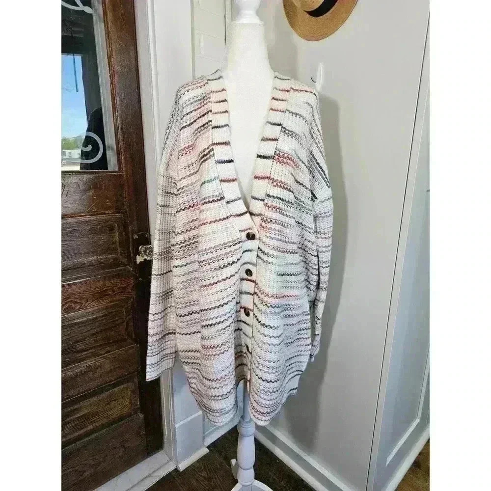 Caslon Women's Size 2X Striped Cardigan Sweater NWT